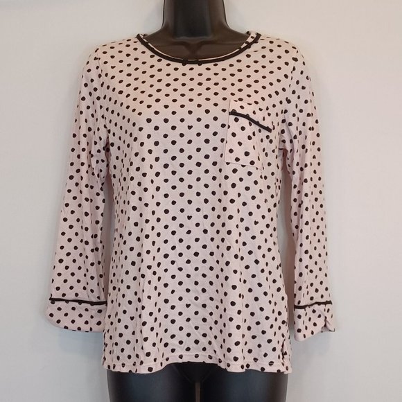 KATE SPADE Sz S Dream A Little Dream Polka Dot Pink Night T Pocket Casual Lounge - Picture 3 of 13